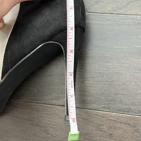 JustFab Faux Suede Patchwork Knee High Heel Boots Womens 10 Black Tan Y2K 90s - Picture 9 of 13